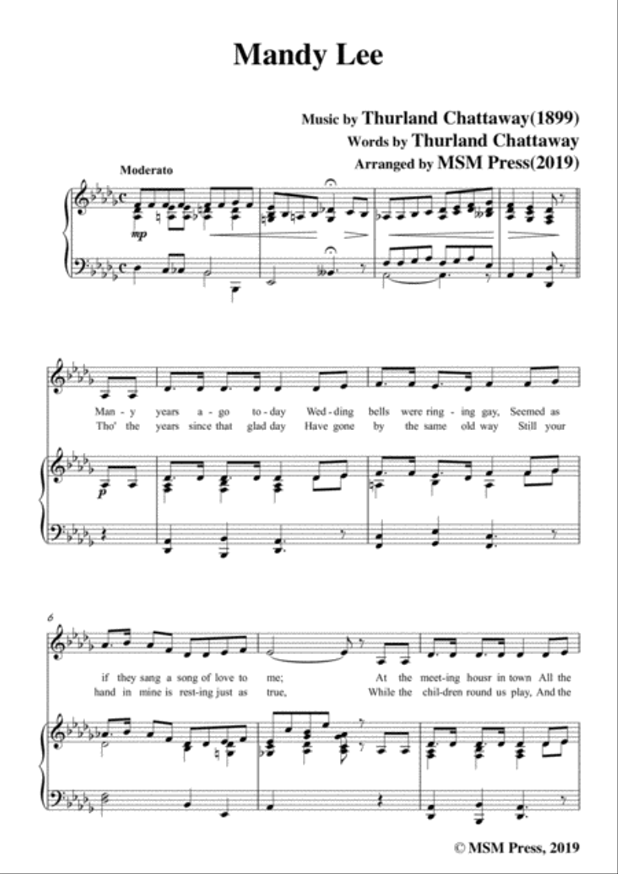 Thurland Chattaway-Mandy Lee,in D flat Major,for Voice and Piano Voice Solo scores gallery preview page 3