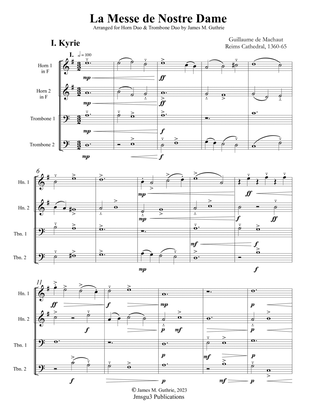 Machaut: Le Messe de Nostre Dame for 2 Horns & 2 Trombones - Score Only