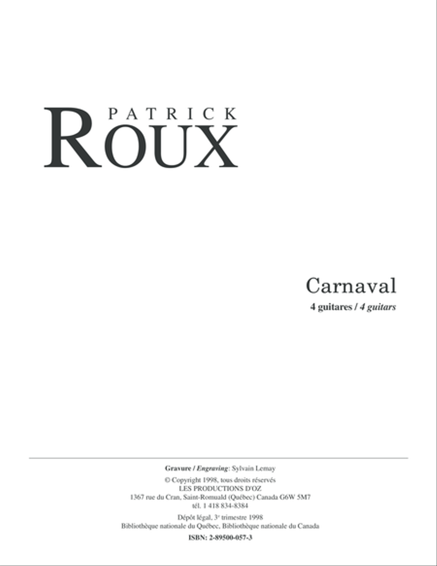 Carnaval Guitar Ensemble scores gallery preview page 1