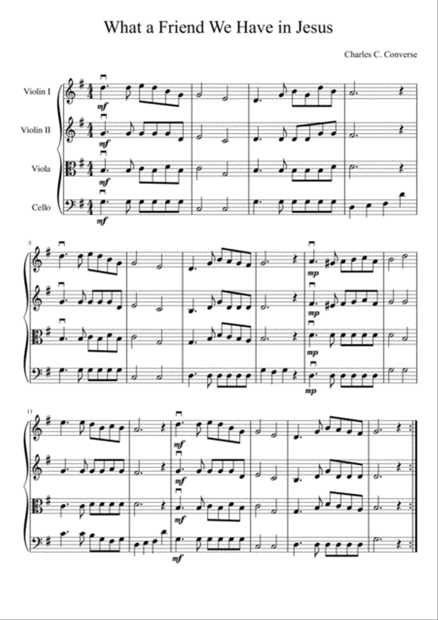 What a Friend We Have in Jesus String Quartet scores gallery preview page 2