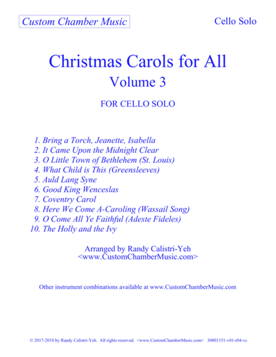 Christmas Carols for All, Volume 3 (for Cello Solo) image number null