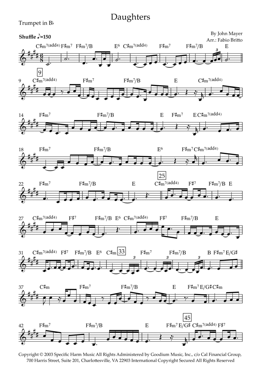 Daughters B-Flat Trumpet scores gallery preview page 1