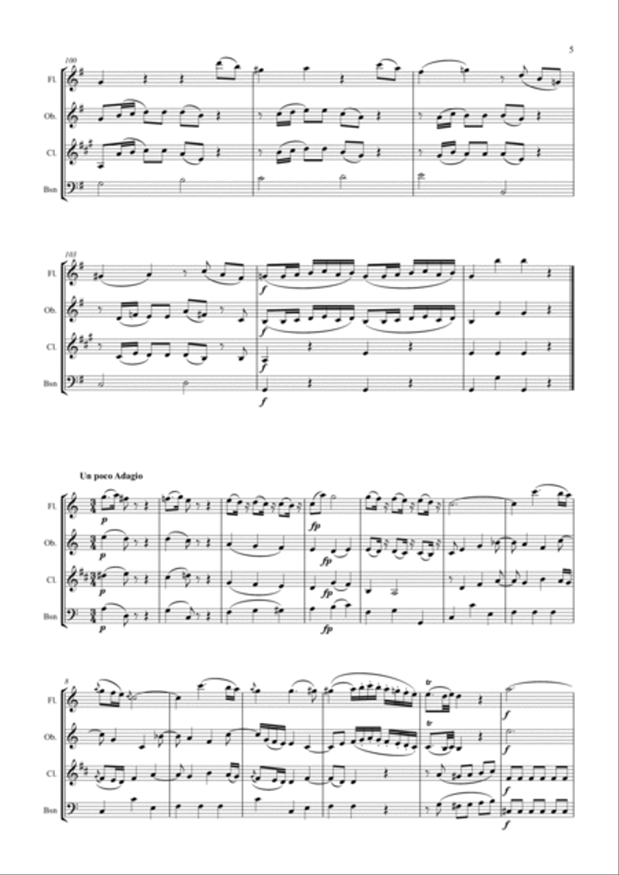 Mozart Quartet KV160 arr. Woodwind Quartet Woodwind Quartet scores gallery preview page 5