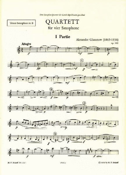 Saxophone Quartet in Bb Op. 109