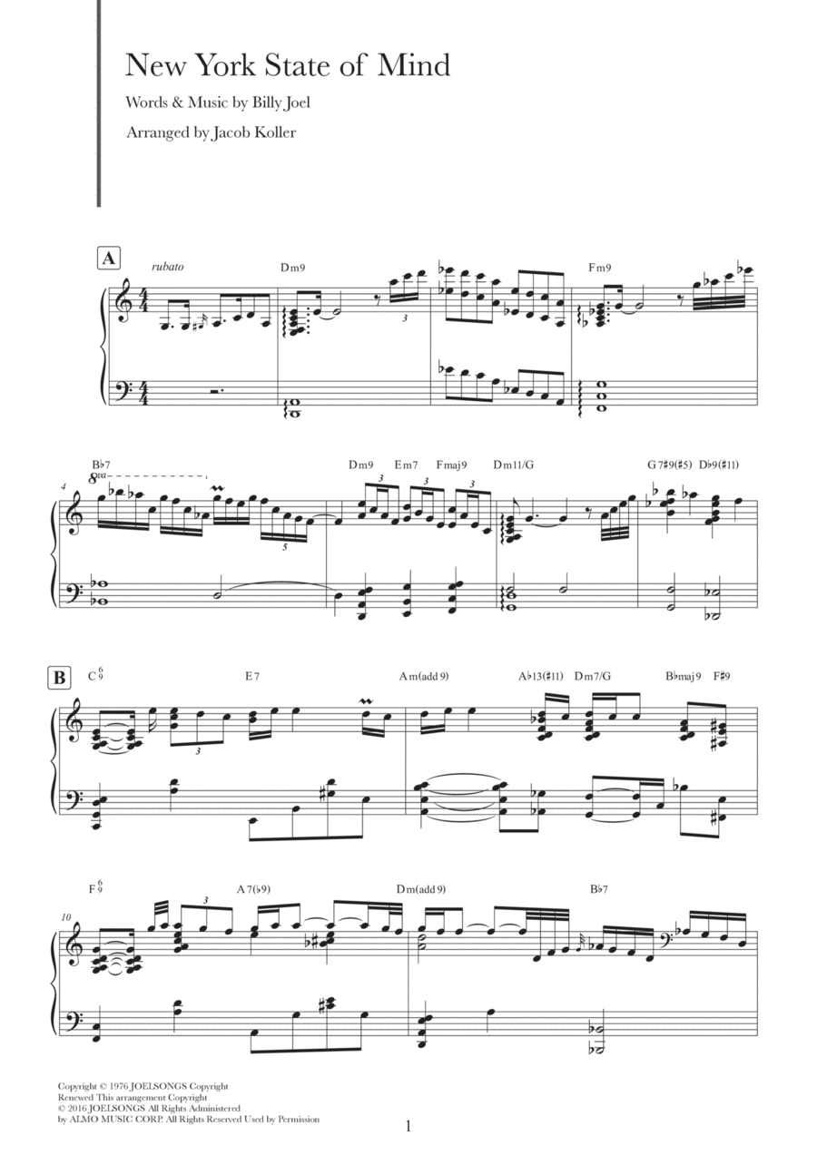 New York State Of Mind Piano Solo scores gallery preview page 1