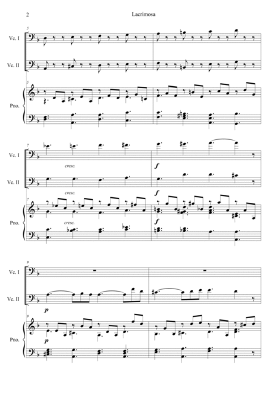 Mozart: Requiem K.626 6.Lacrimosa Piano Trio scores gallery preview page 2