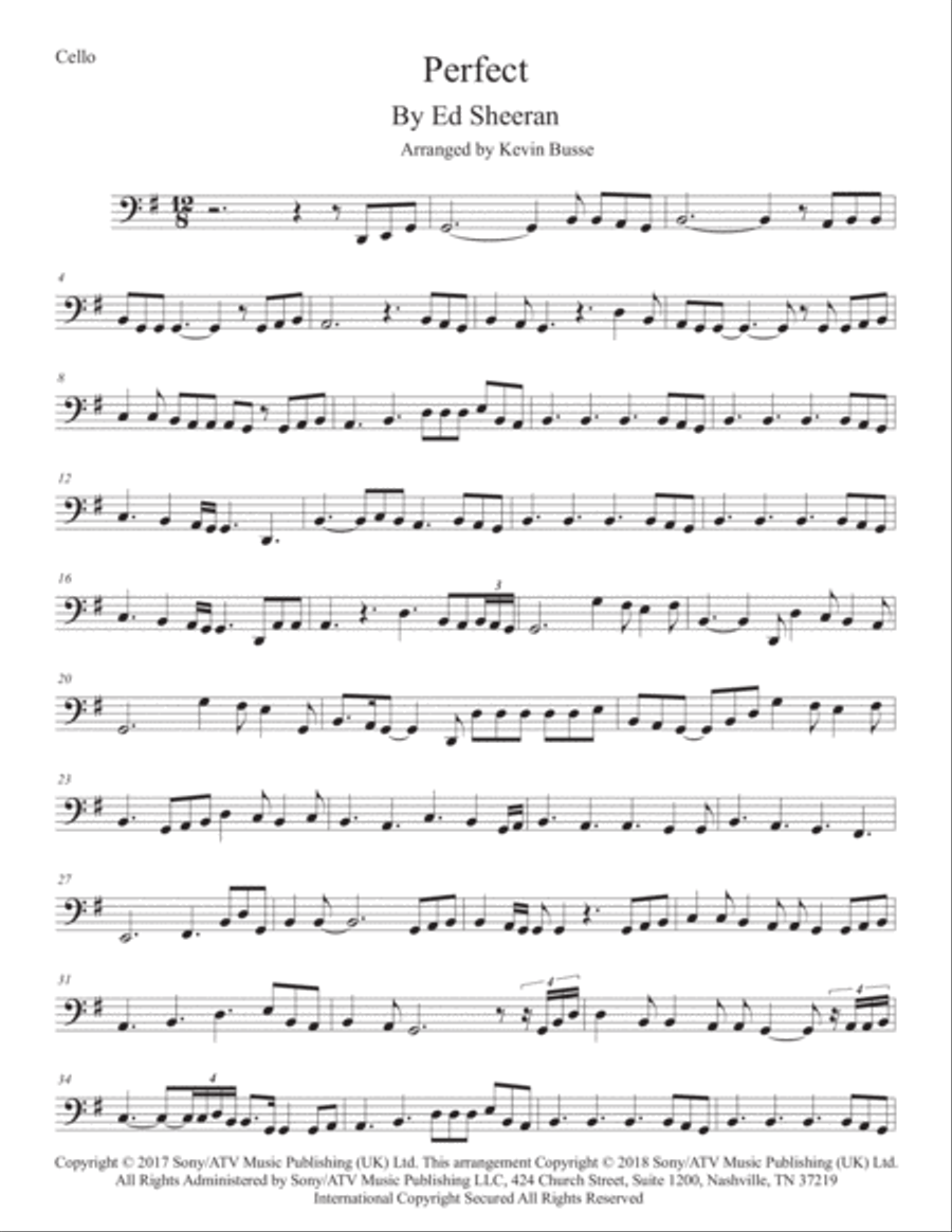 Perfect Perfect Cello Solo scores gallery preview page 1