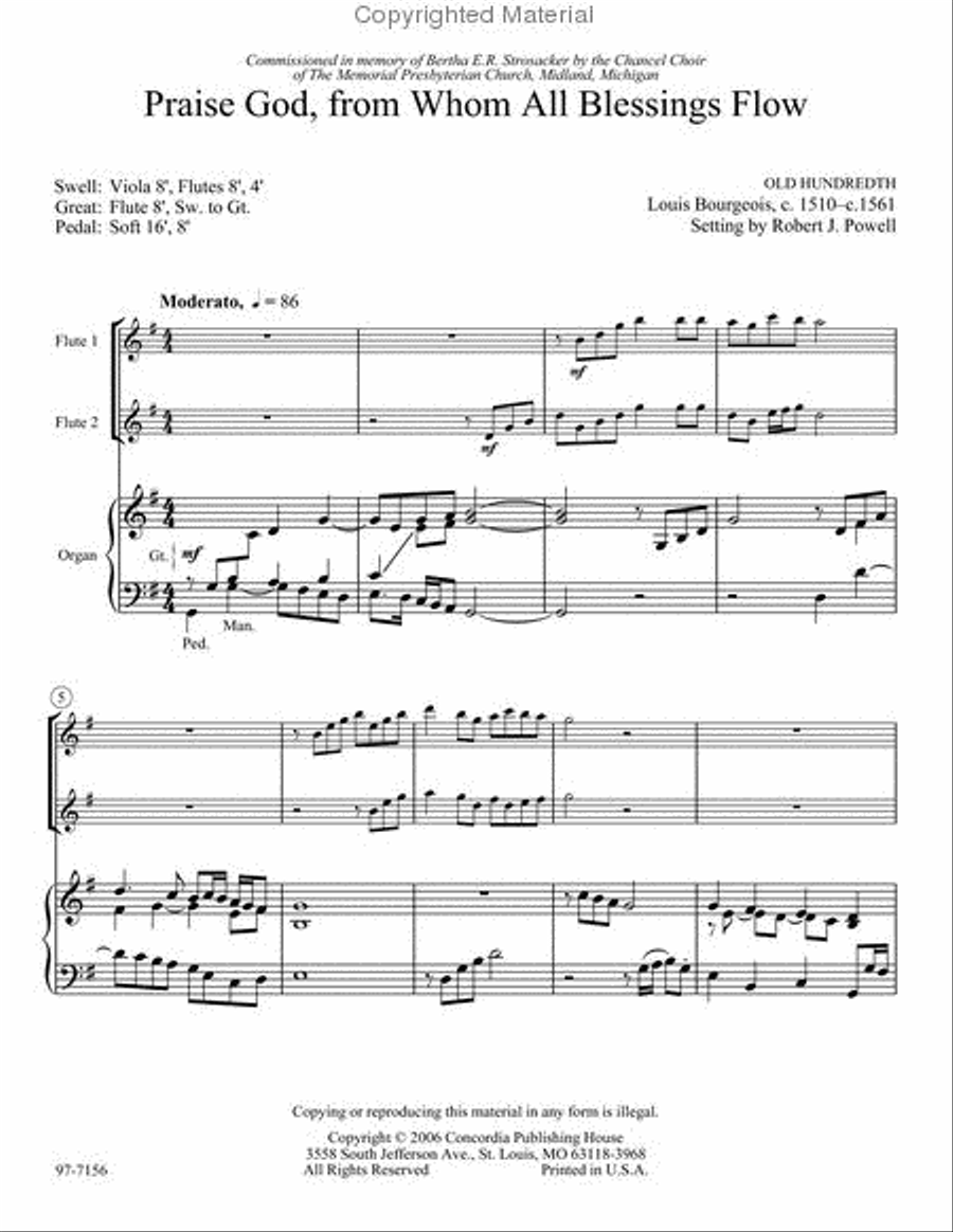 Three Pieces for Two Flutes and Organ Flute Duet scores gallery preview page 2