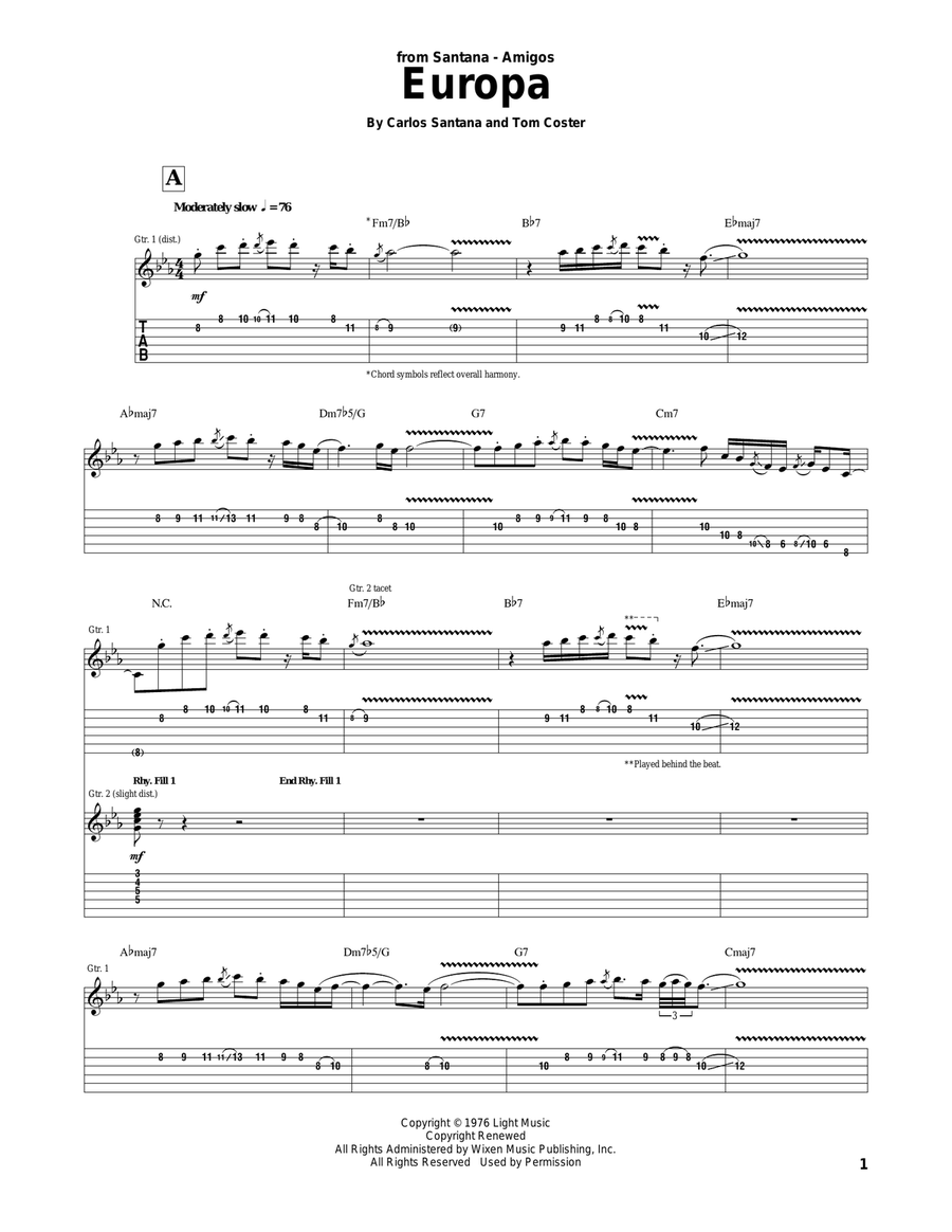 Europa Acoustic Guitar scores gallery preview page 1