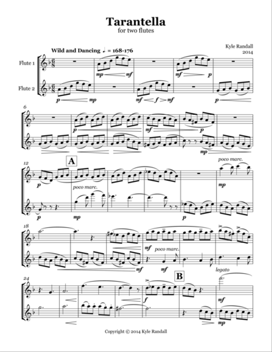 Tarantella for two flutes Flute Duet scores gallery preview page 4