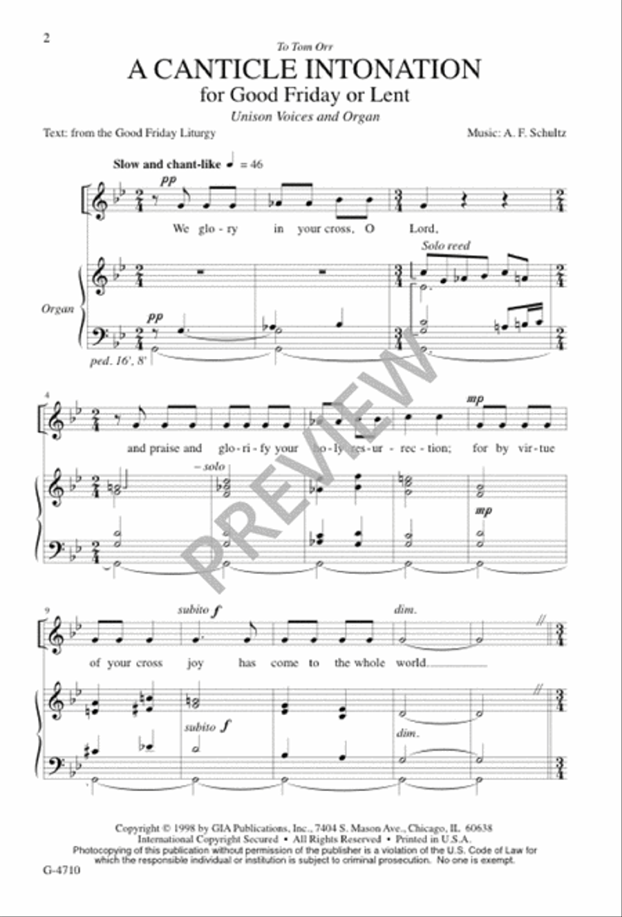 A Canticle Intonation for Good Friday or Lent Unison Choir scores gallery preview page 2