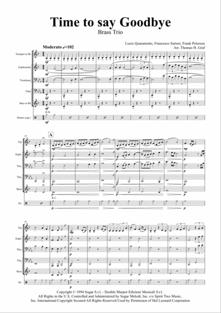 Time To Say Goodbye Trombone scores gallery preview page 1
