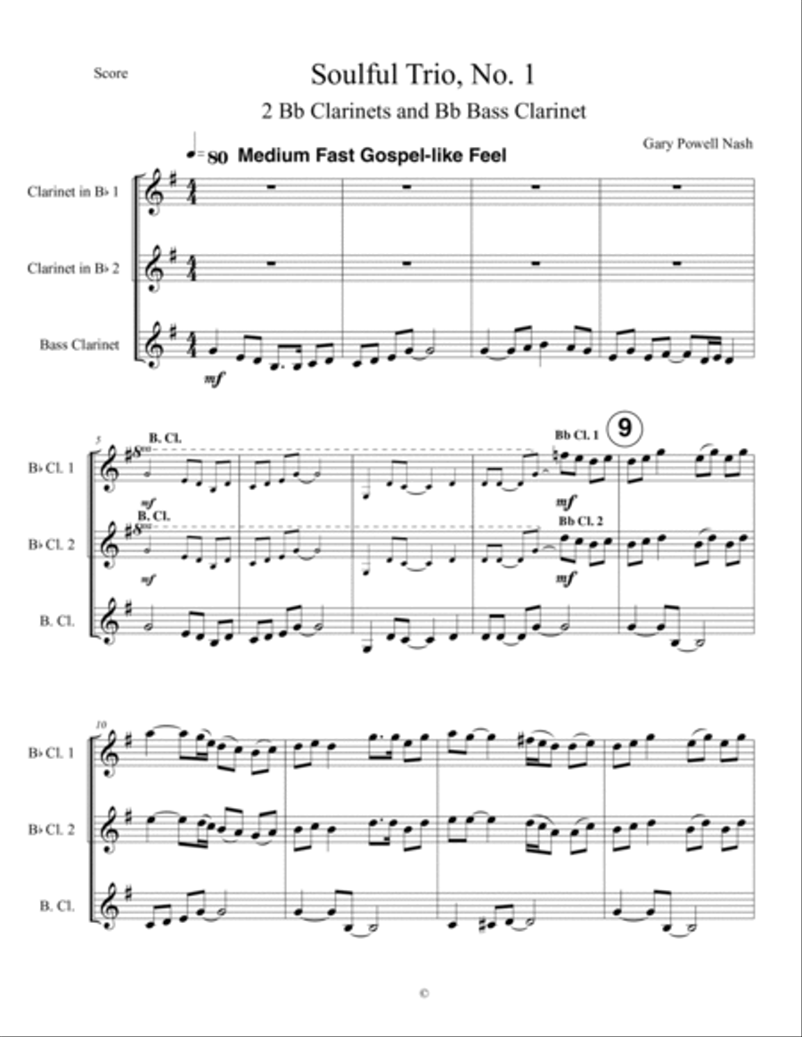Soulful Trio, No. 1 (2 Bb clarinets and Bb bass clarinet) Woodwind Trio scores gallery preview page 3