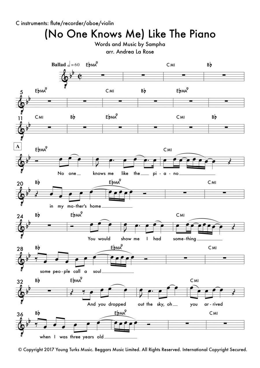 (no One Knows Me) Like The Piano Large Ensemble scores gallery preview page 1