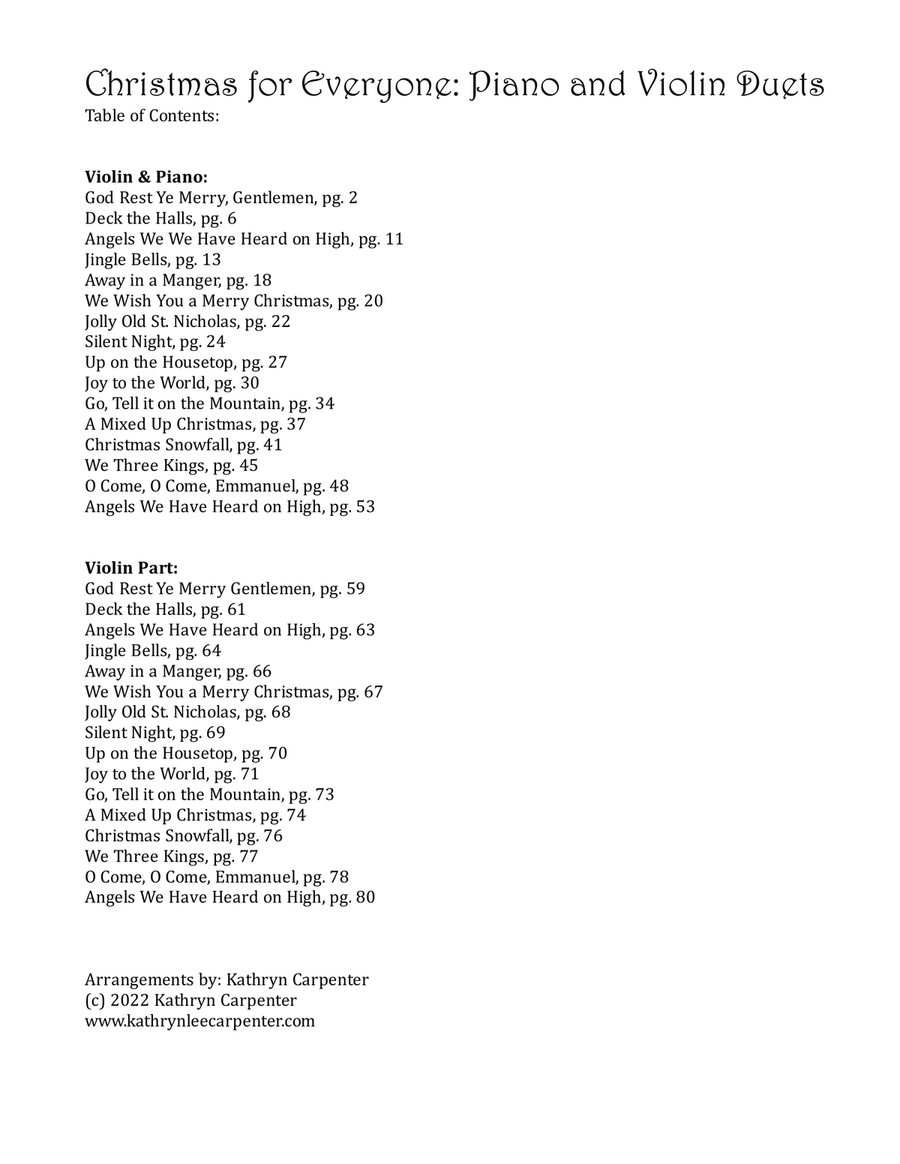 Christmas for Everyone: Piano and Violin Duets String Duet scores gallery preview page 1