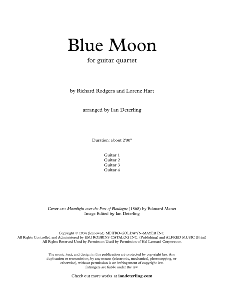 Blue Moon (for Guitar Quartet) image number null