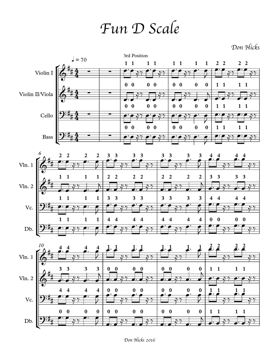 Fun D Major Scale, for String Orchestra String Orchestra scores gallery preview page 1
