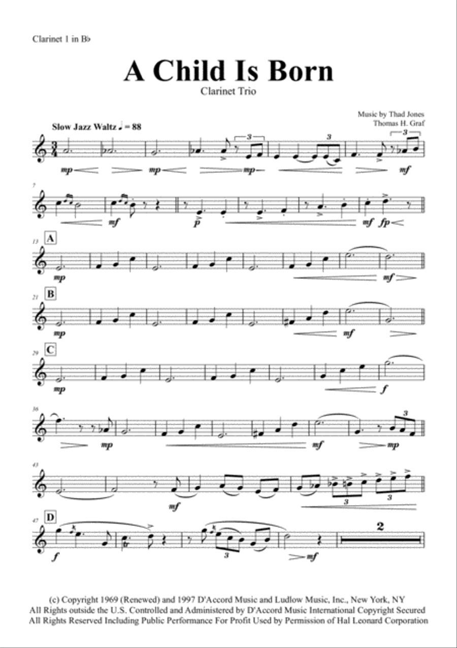A Child Is Born Clarinet Trio scores gallery preview page 4