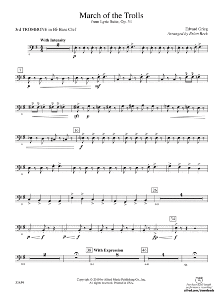 March of the Trolls: (wp) 3rd B-flat Trombone B.C.