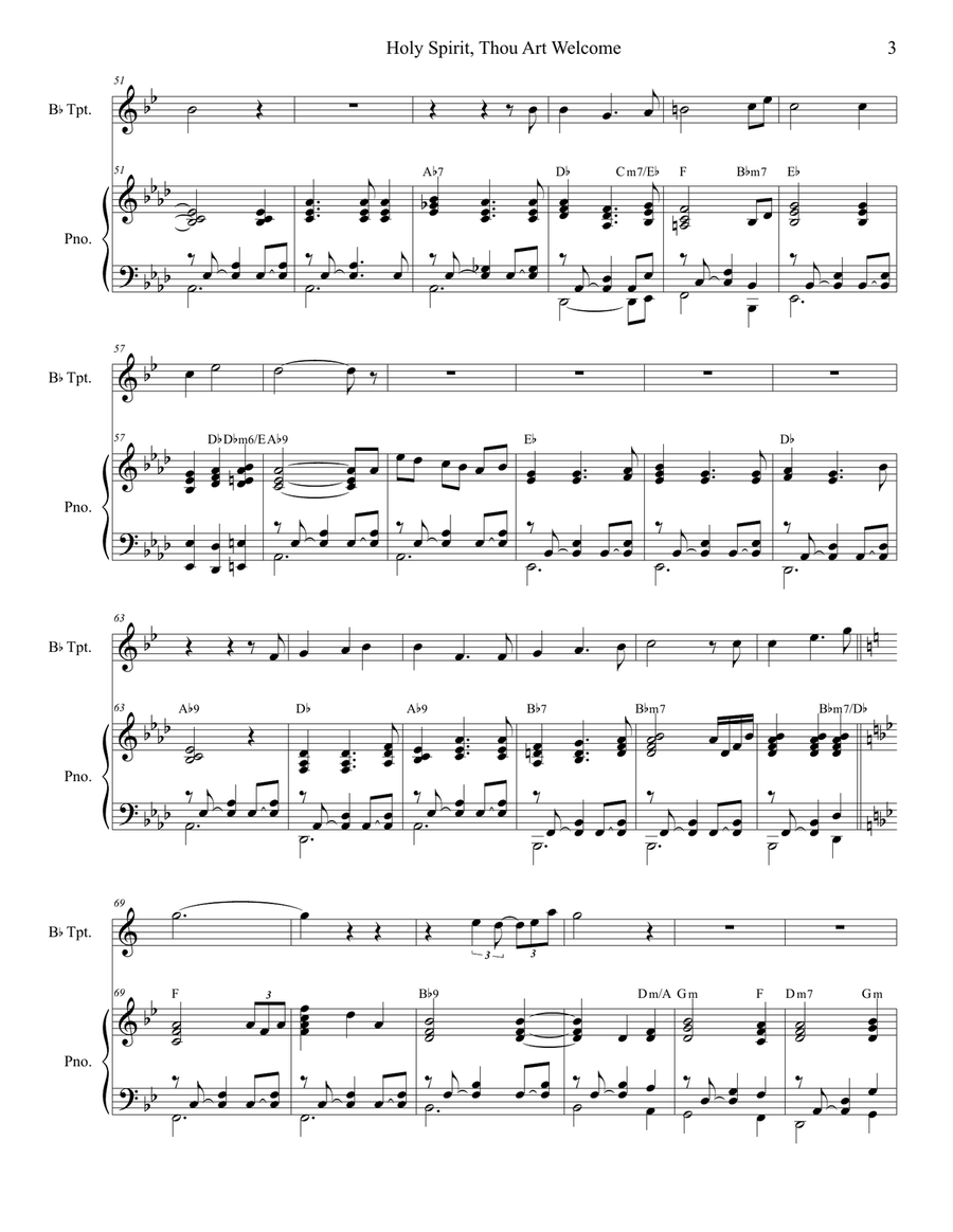 Holy Spirit, Thou Art Welcome Trumpet Solo scores gallery preview page 3