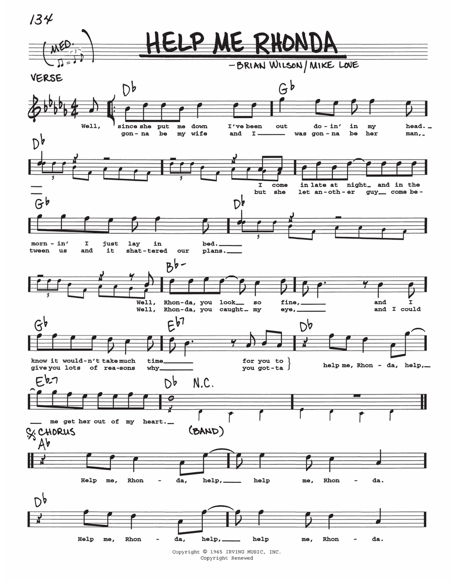 Help Me Rhonda Voice scores gallery preview page 1
