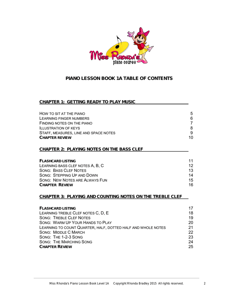 Piano Lesson Book 1A Miss Rhonda's Piano Course for Kids Piano Method scores gallery preview page 2