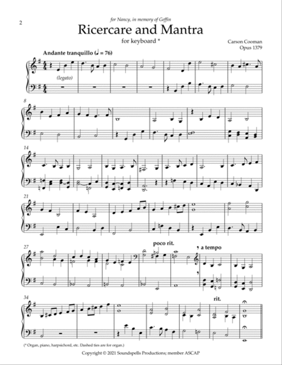 Ricercare and Mantra Harpsichord scores gallery preview page 2