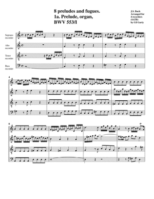 Prelude and fugue BWV 553 (arrangement for 4 recorders)