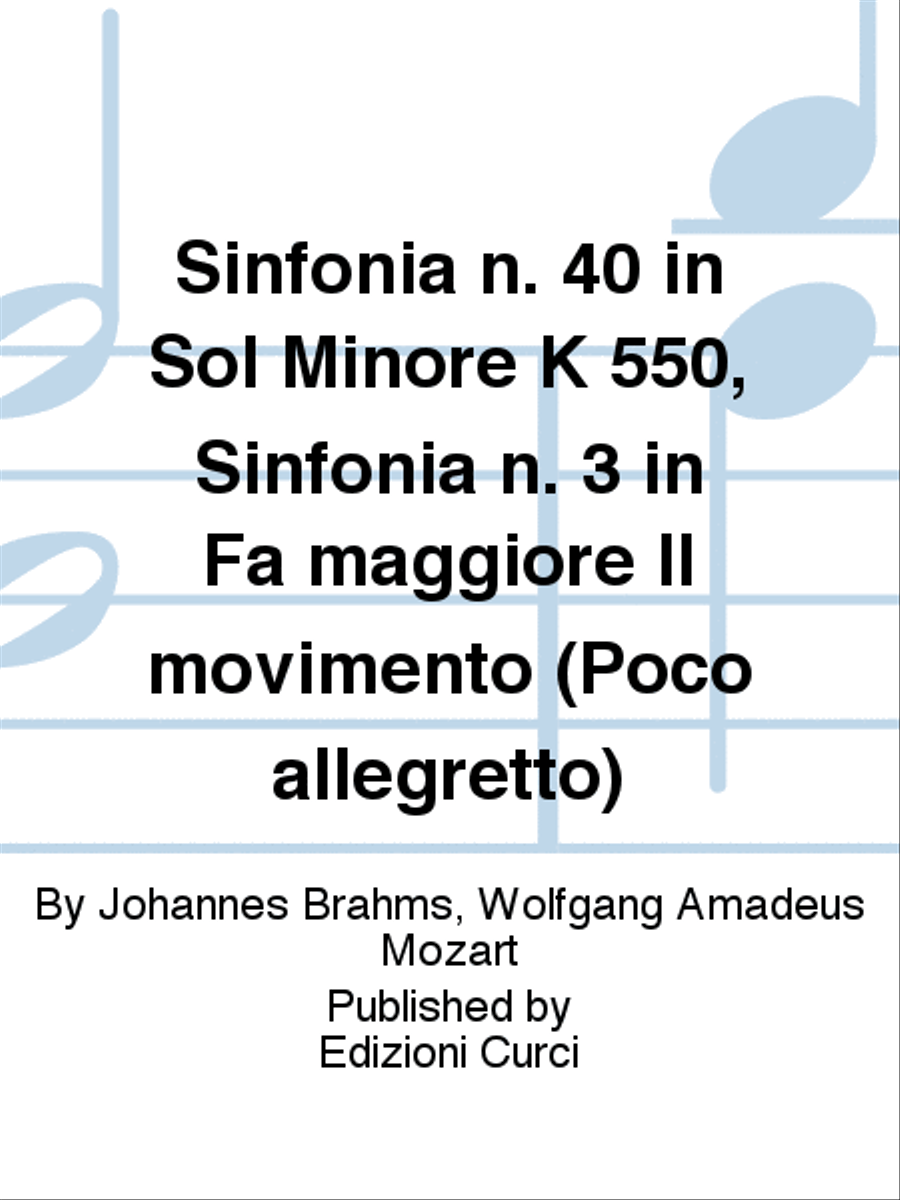 Sinfonia n. 40 in Sol Minore K 550, Sinfonia n. 3 in Fa maggiore II movimento (Poco allegretto) Score scores gallery preview page 1