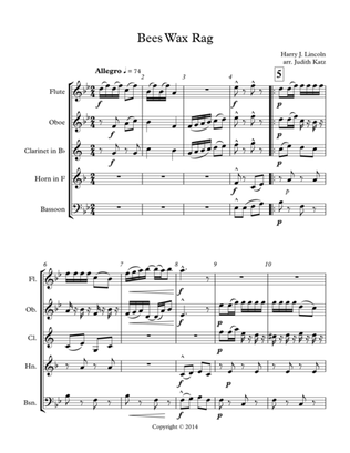 Bees Wax Rag - for woodwind quintet