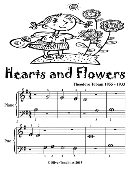 Hearts and Flowers Beginner Piano Sheet Music 2nd Edition