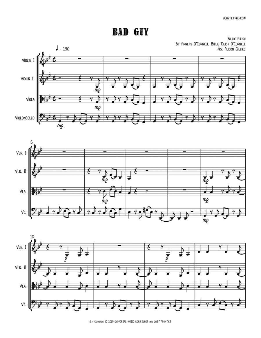 Bad Guy String Trio scores gallery preview page 1