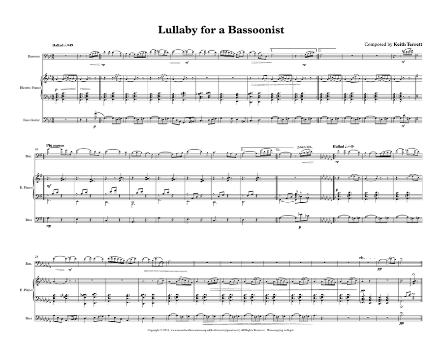 Lullaby for a Bassoonist, Keyboard & Double Bass Bassoon scores gallery preview page 2