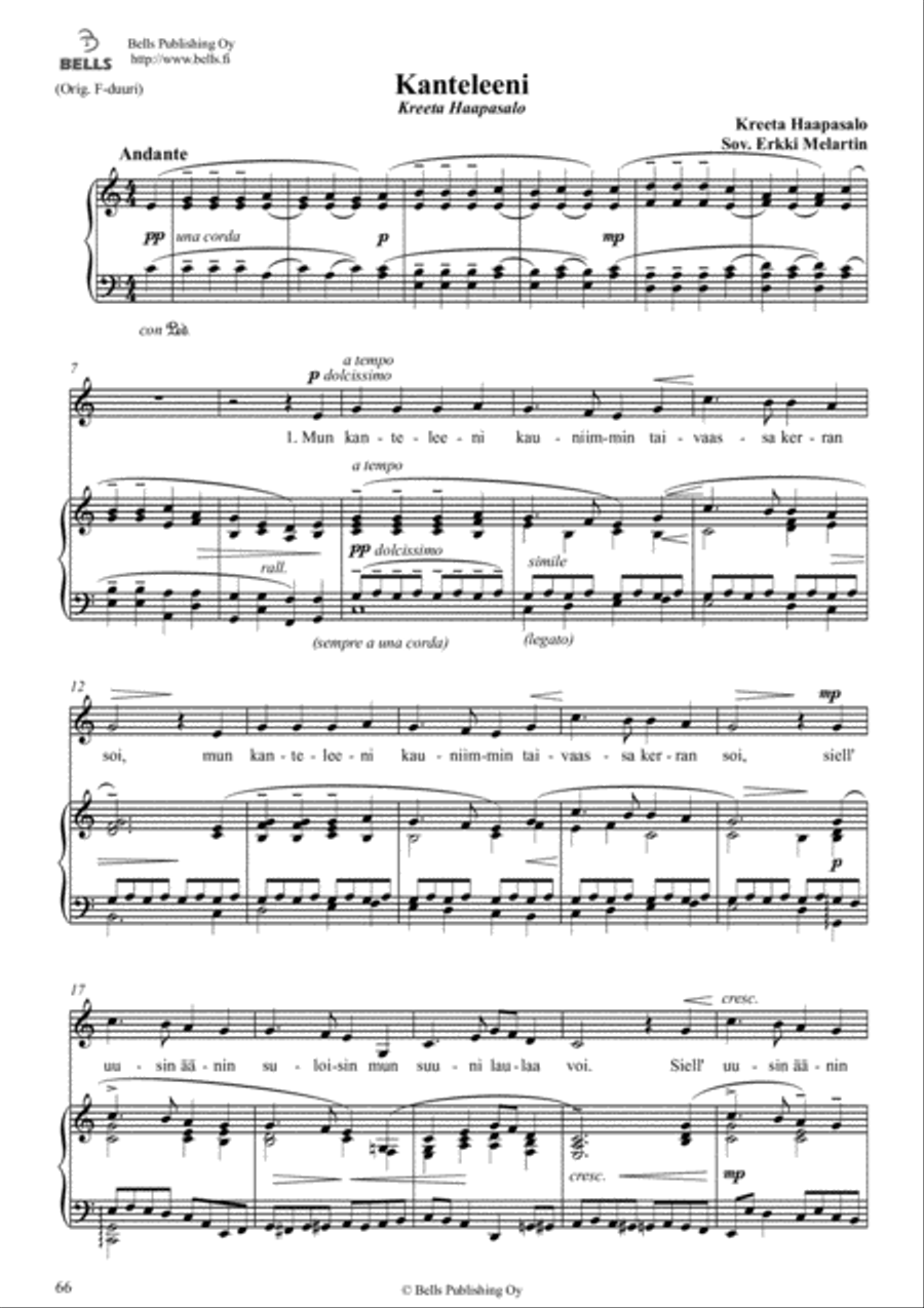 Kanteleeni (C Major) Kanteleeni (C Major) Voice Solo scores gallery preview page 1