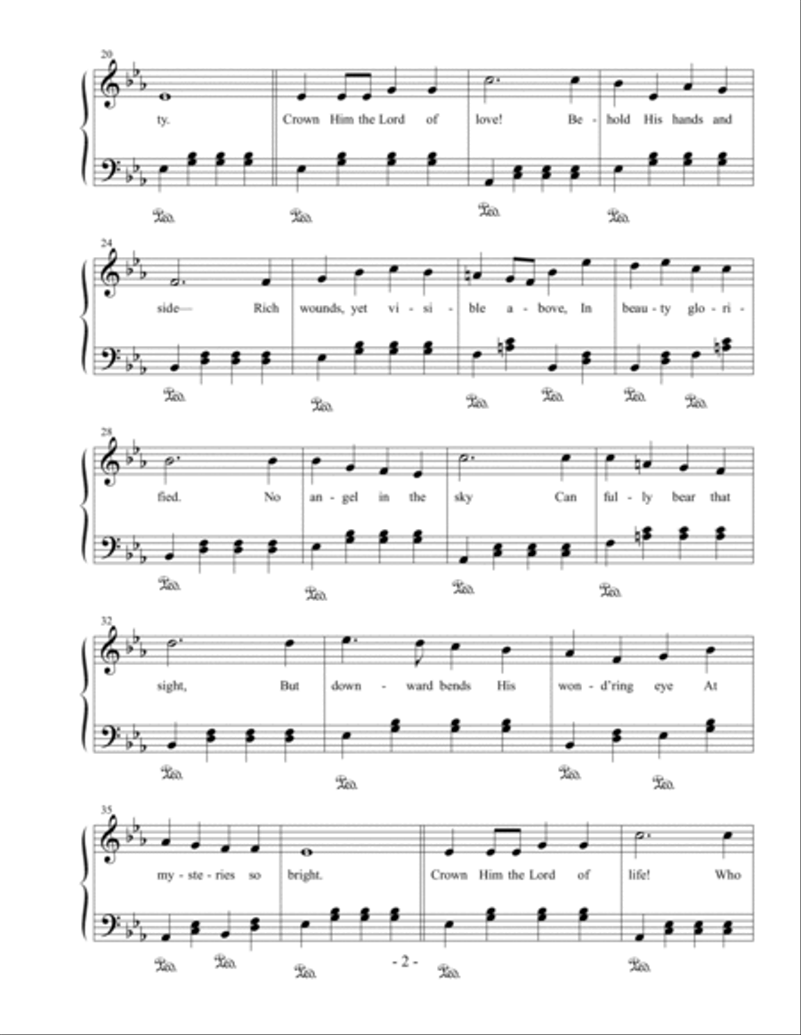 Crown Him with Many Crowns Easy Piano Easy Piano scores gallery preview page 2