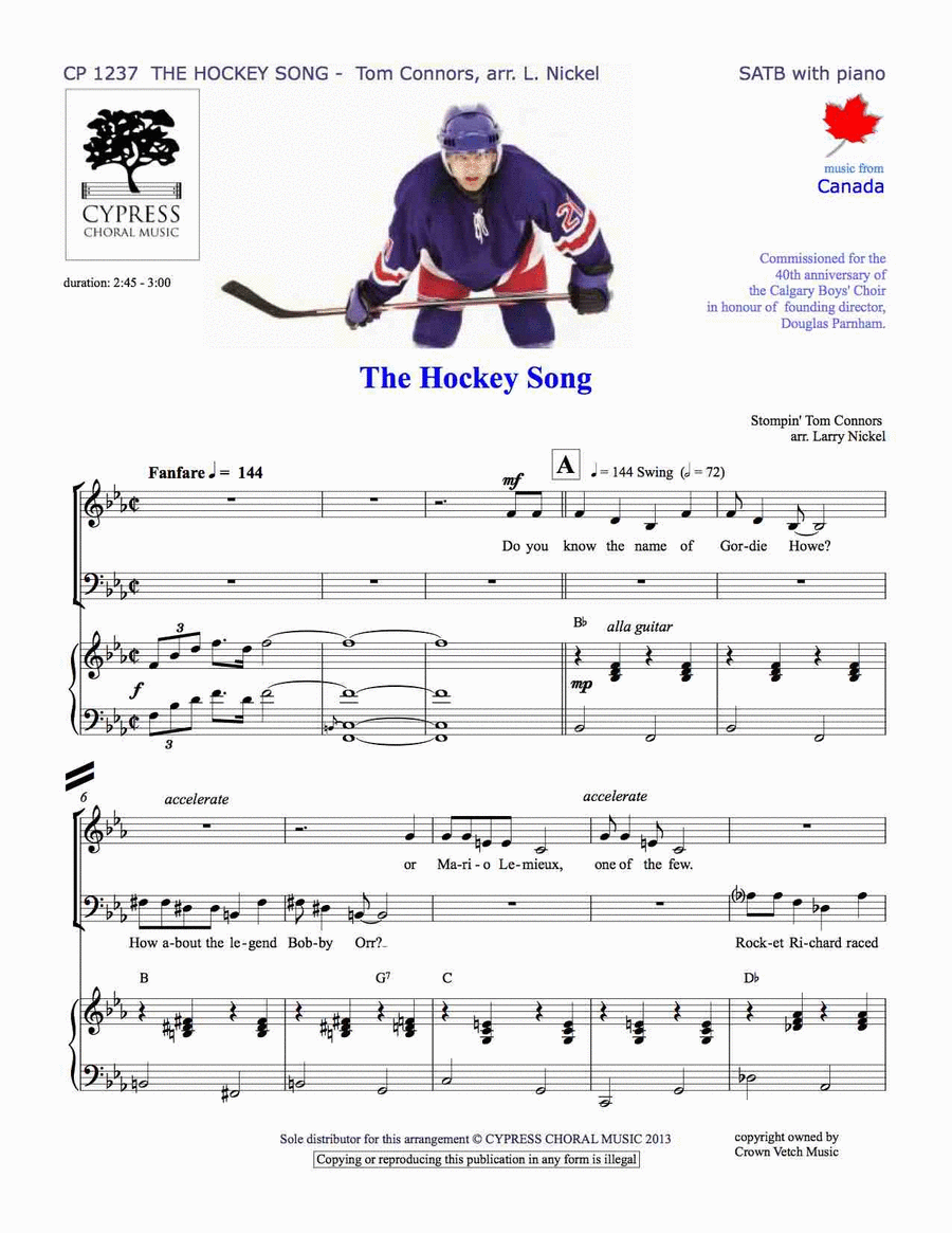 The Hockey Song 4-Part scores gallery preview page 1