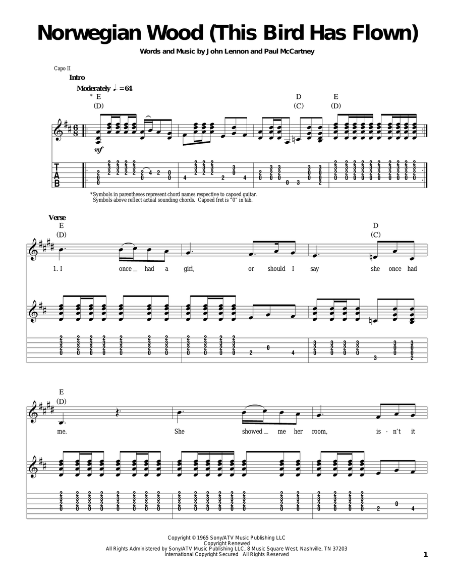 Norwegian Wood (This Bird Has Flown) Acoustic Guitar scores gallery preview page 1