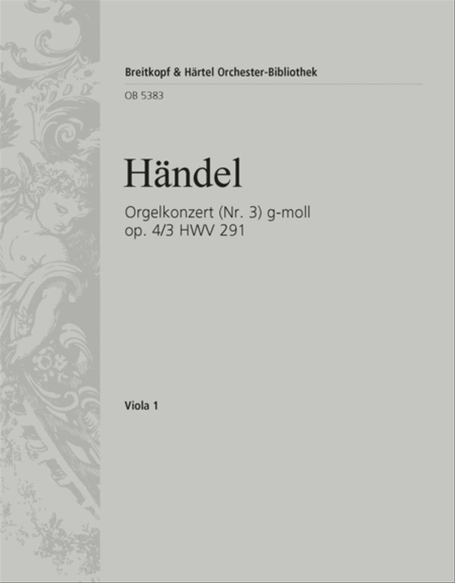 Organ Concerto (No. 3) in G minor Op. 4/3 HWV 291 Orchestra scores gallery preview page 1