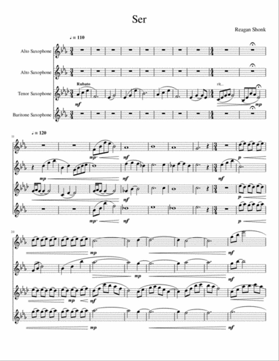 Ser Ser Woodwind Quartet scores gallery preview page 1