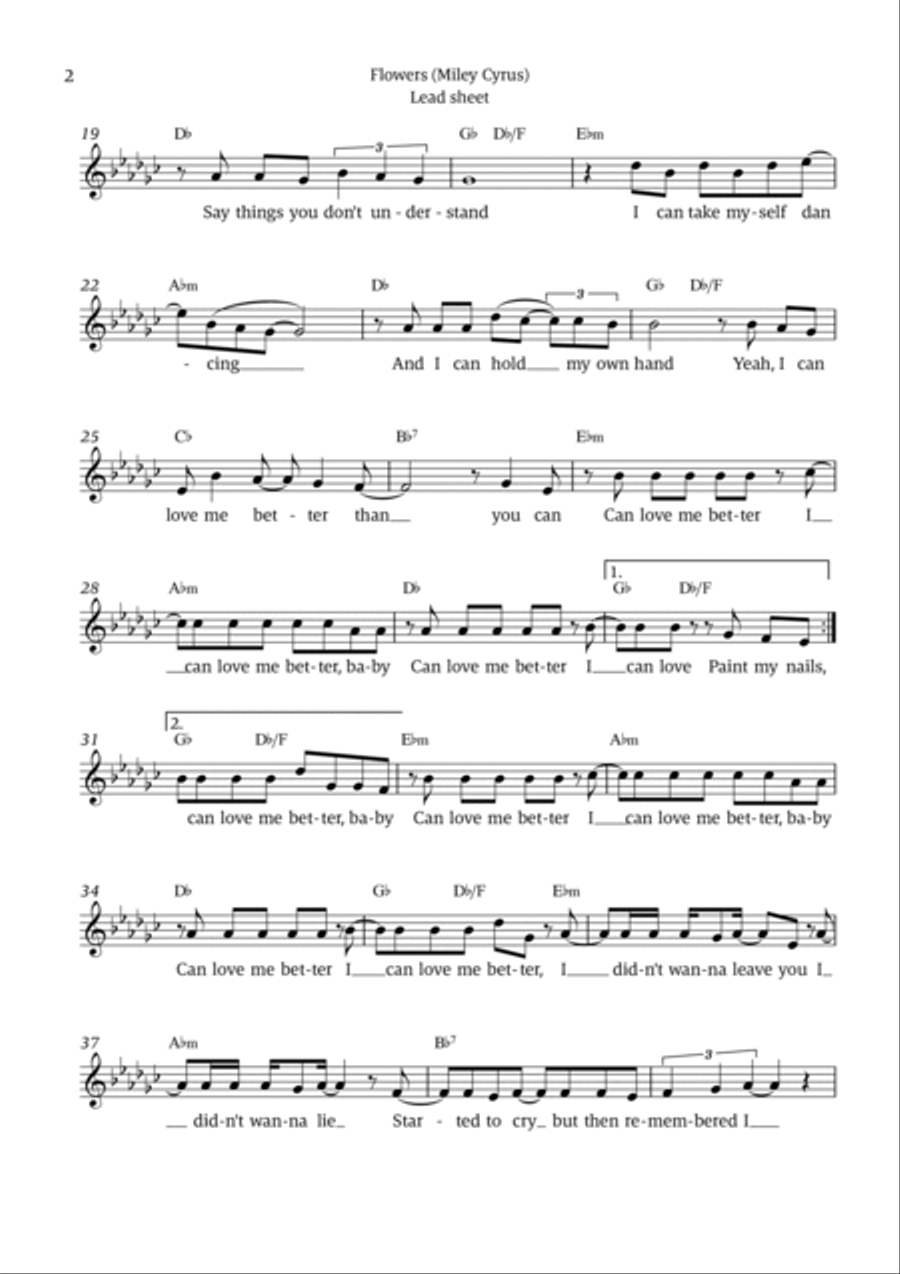 Flowers Easy Piano scores gallery preview page 2