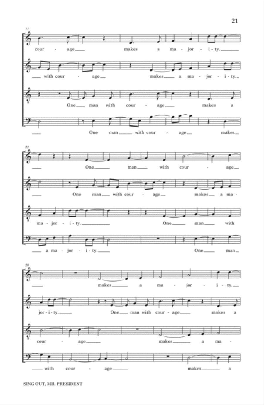One Man With Courage Makes A Majority 4-Part scores gallery preview page 2