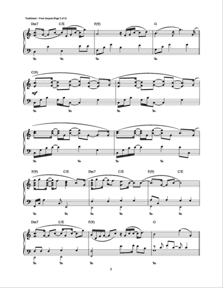 Frere Jacques Easy Piano scores gallery preview page 2