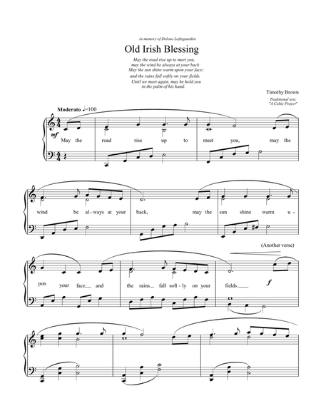 Old Irish Blessing arranged for Voice and Piano accompaniment image number null