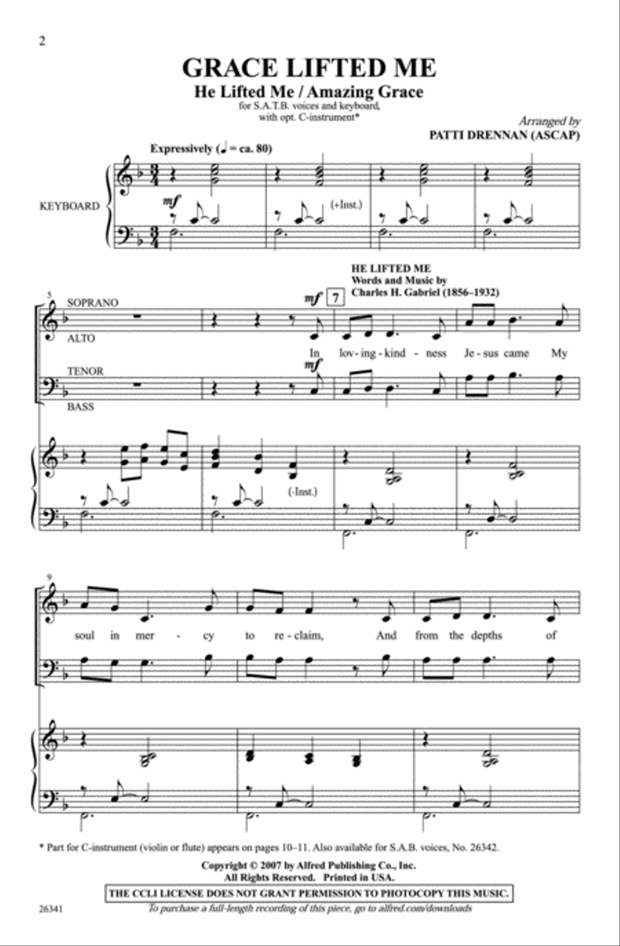 Grace Lifted Me Grace Lifted Me 4-Part scores gallery preview page 2