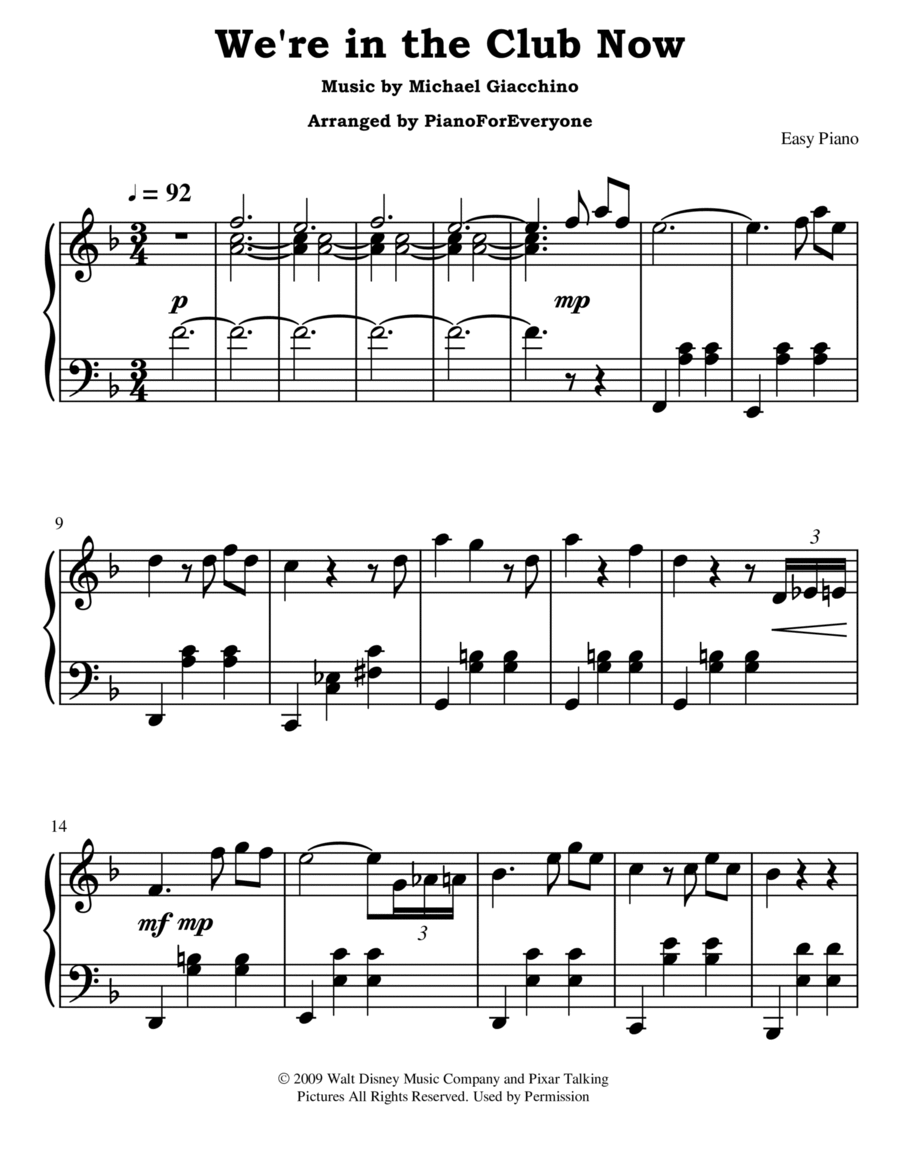 We're In The Club Now Piano Solo scores gallery preview page 1