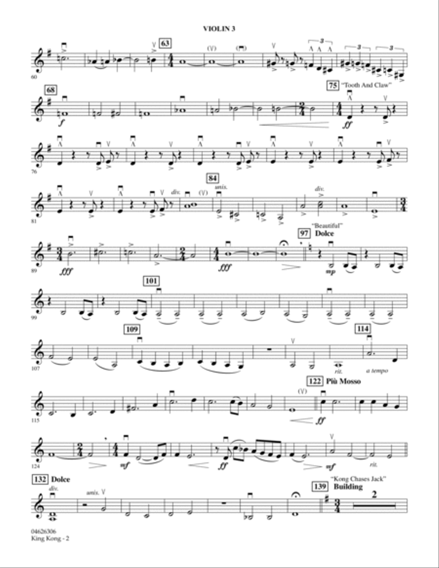 King Kong - Violin 3 (Viola T.C.) Orchestra scores gallery preview page 2