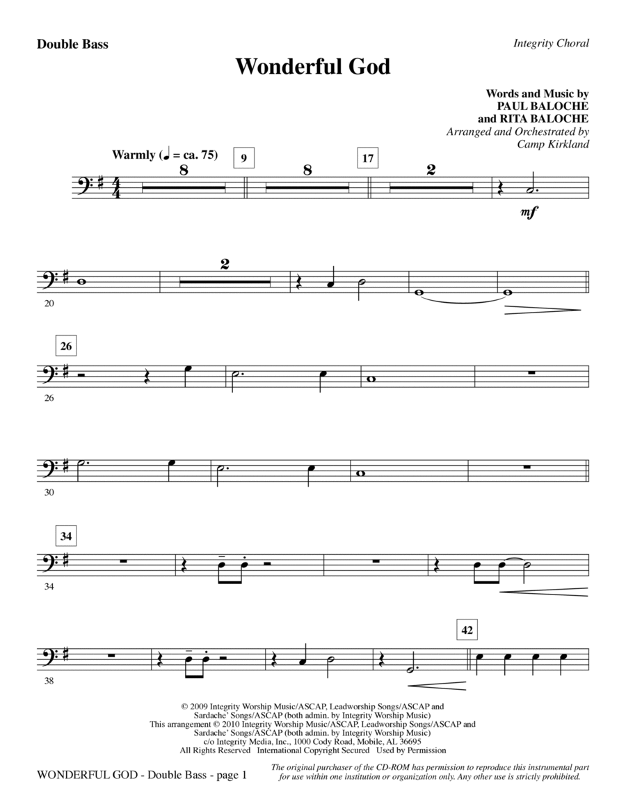 Wonderful God - Double Bass Choir scores gallery preview page 1