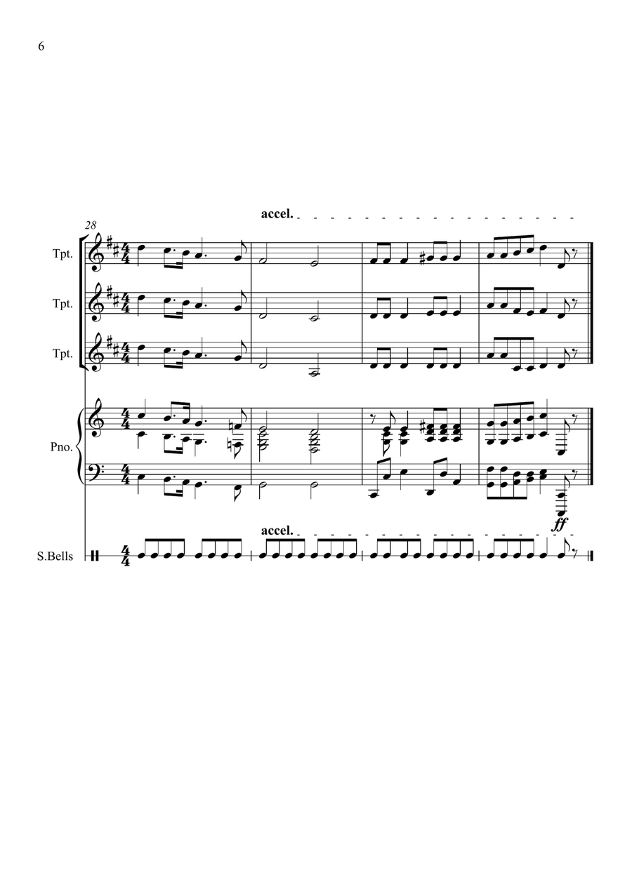 Christmas Carol Chaos for Trumpet Trio and Piano Trumpet Trio scores gallery preview page 6