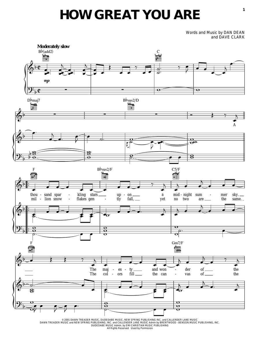 How Great You Are Piano, Vocal, Guitar scores gallery preview page 1