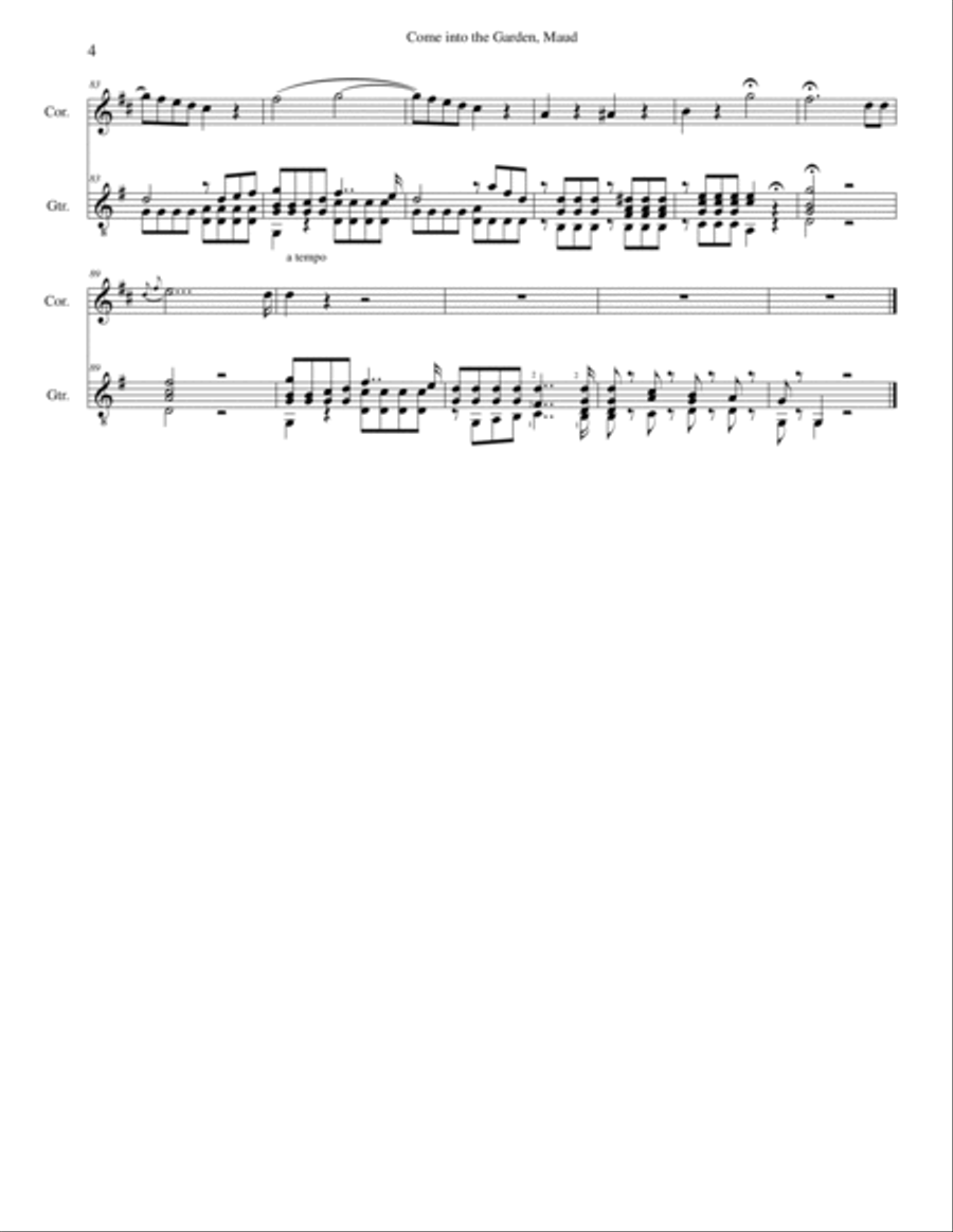 Come into the garden Maud for cor anglais and guitar English Horn scores gallery preview page 4